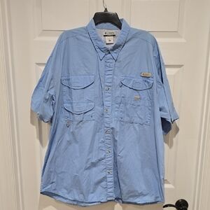 Columbia Men's Blue Short Sleeve Fishing Shirt (XXL)